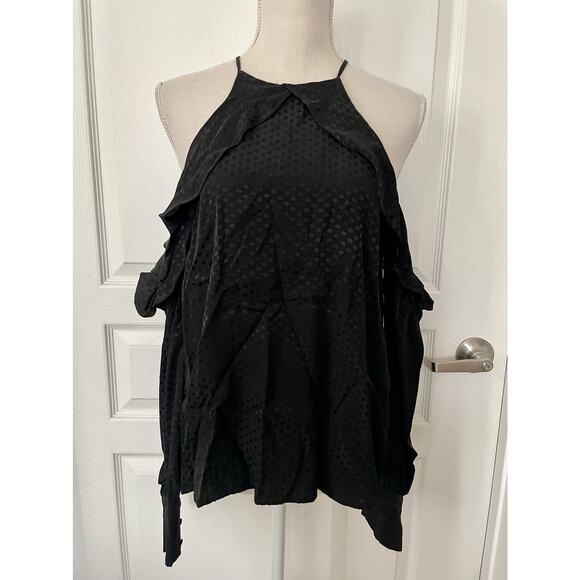 Bardot Sky Cold Shoulder Top Black Size 10 Large - Picture 13 of 16